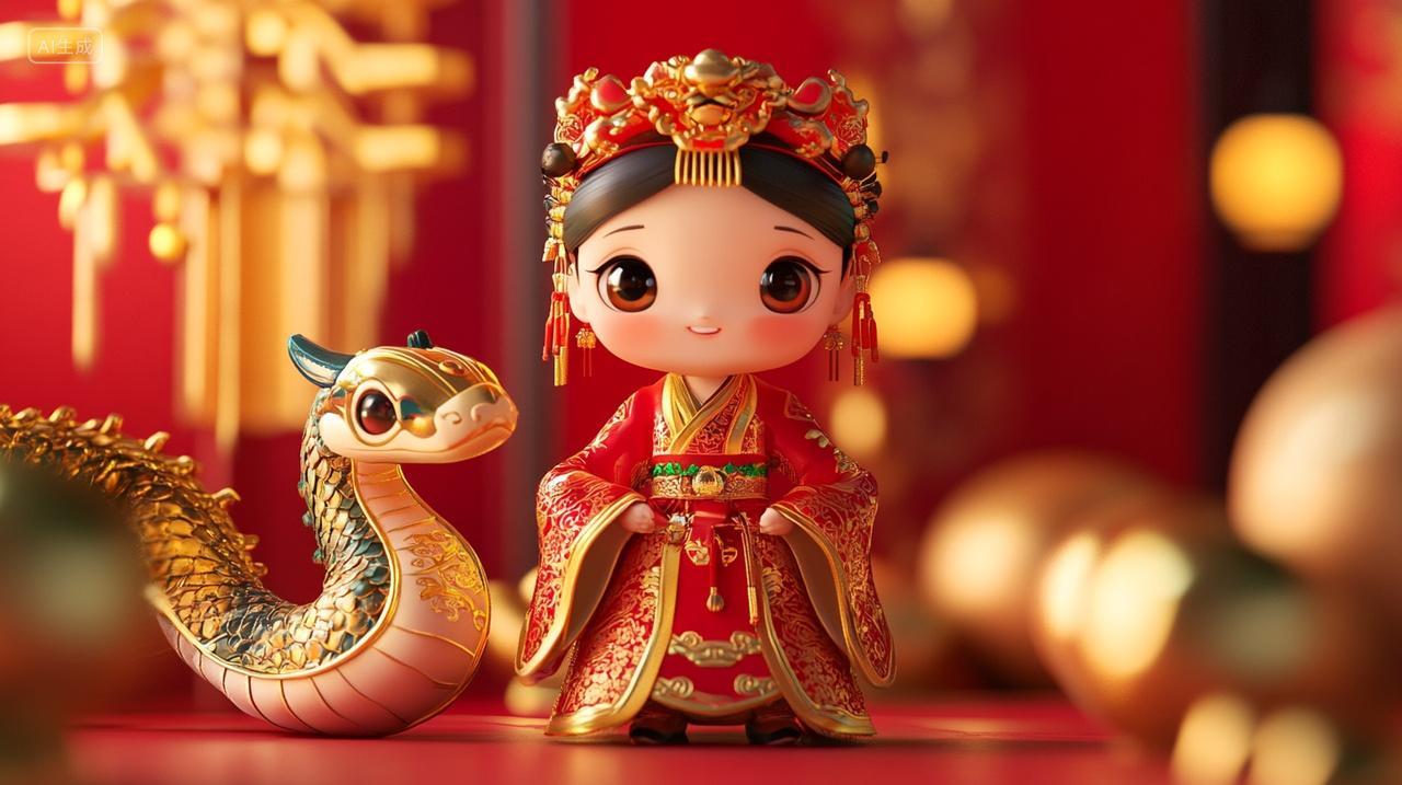 2025年蛇年新年3d卡通插画