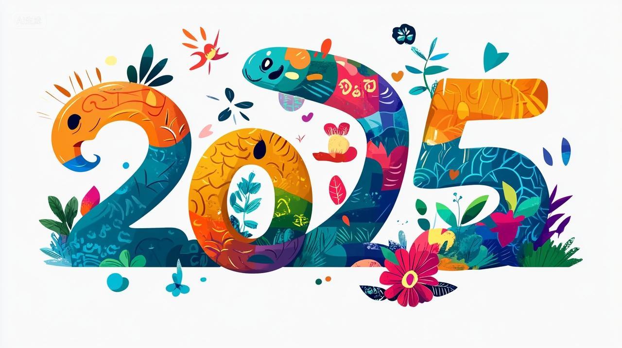 2025年蛇年新年数字插画