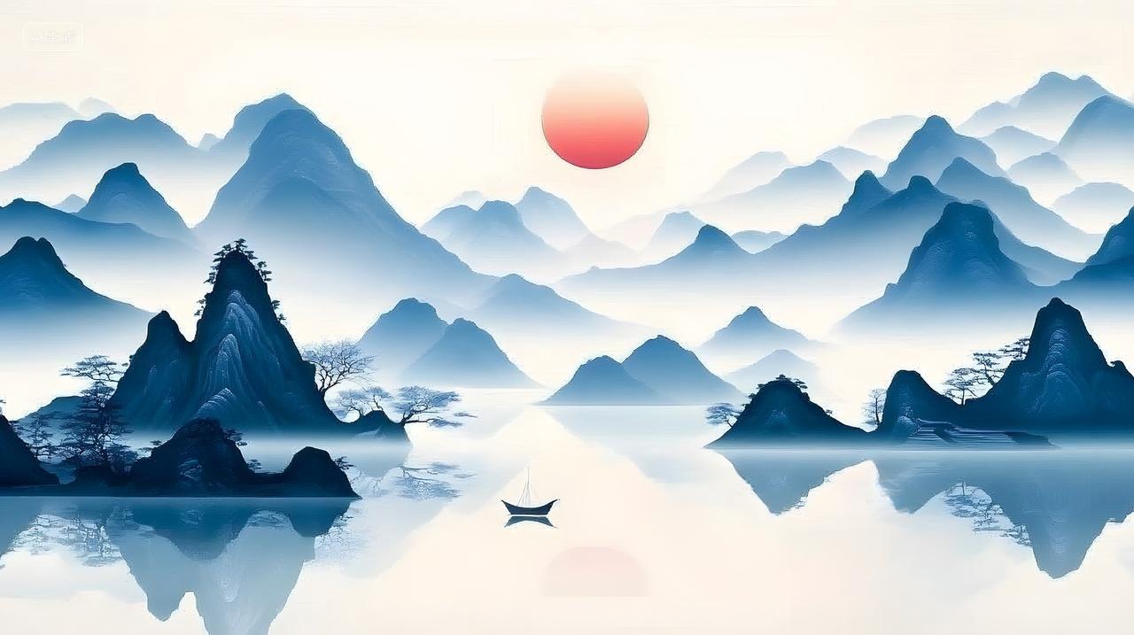 宁静风景群山和平静水景