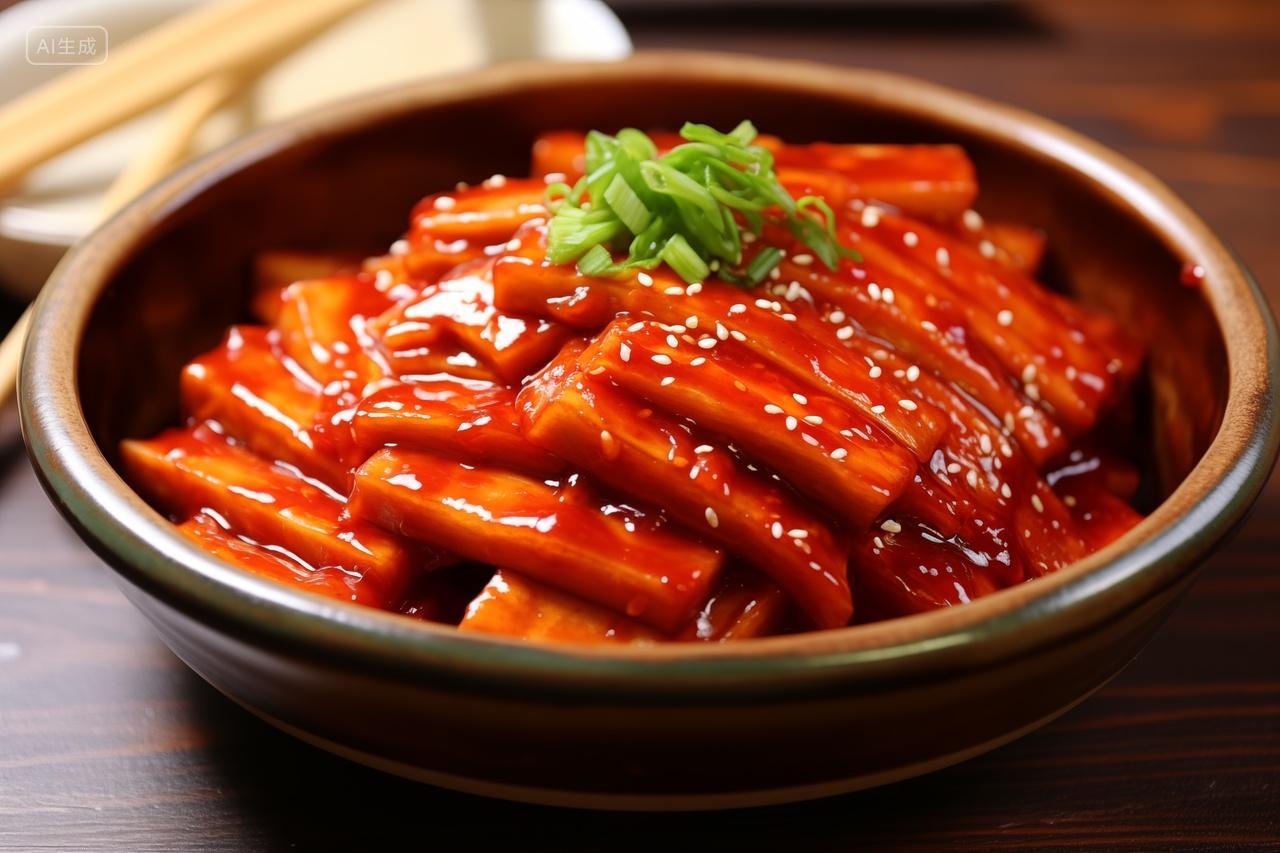 传统炒年糕美味可口特写