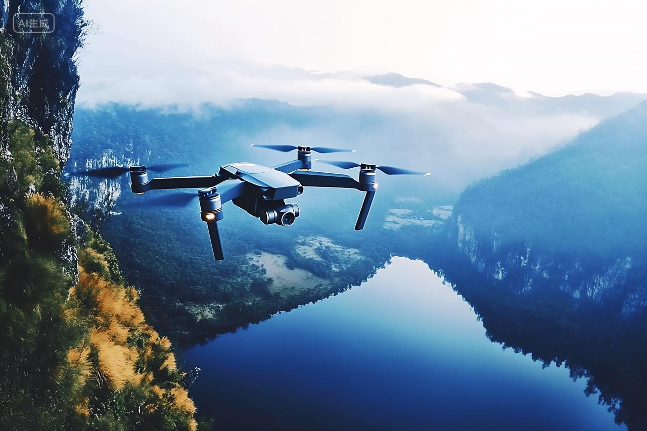 无人机实景拍摄山水风景航拍风景背景图