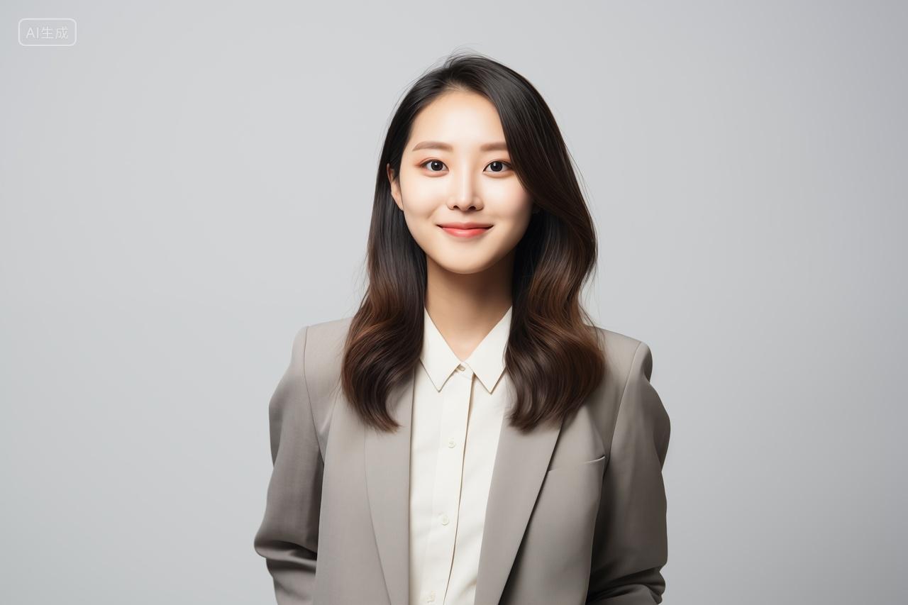 商务女性西装职业装企业形象人物灰底工作照