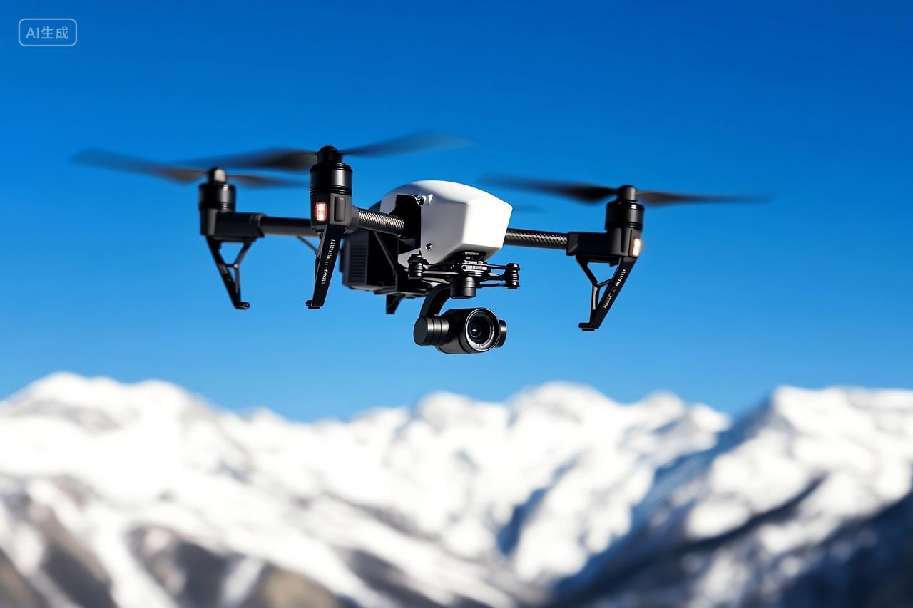 无人机实景拍摄航拍雪山风景背景