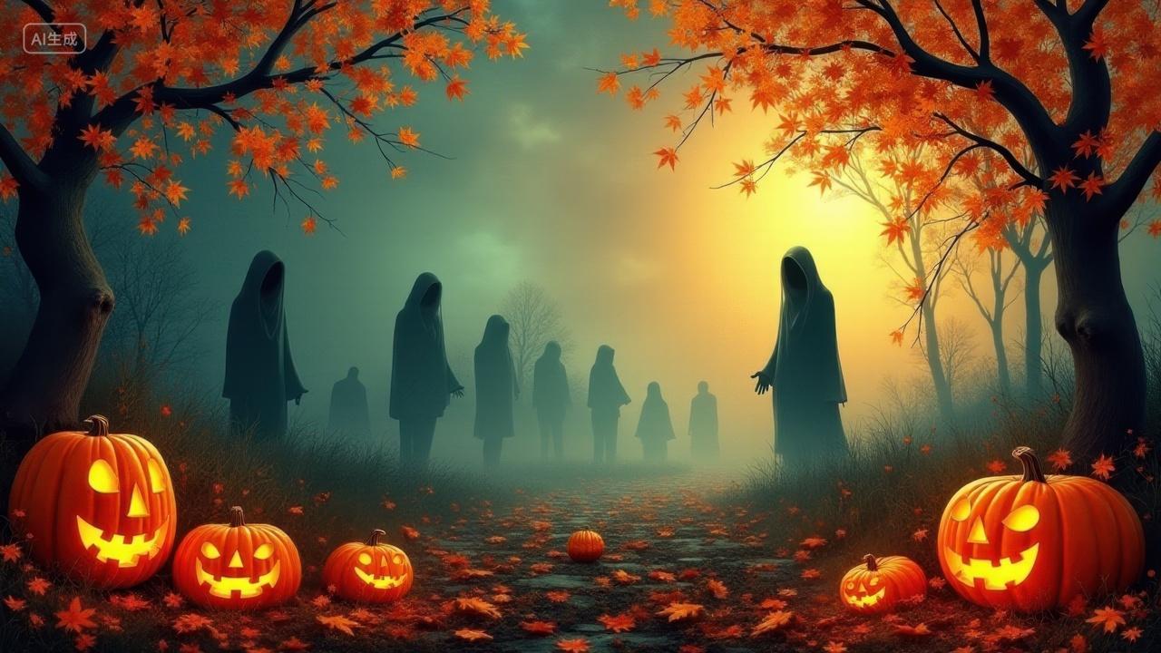万圣节之夜的恐怖气氛