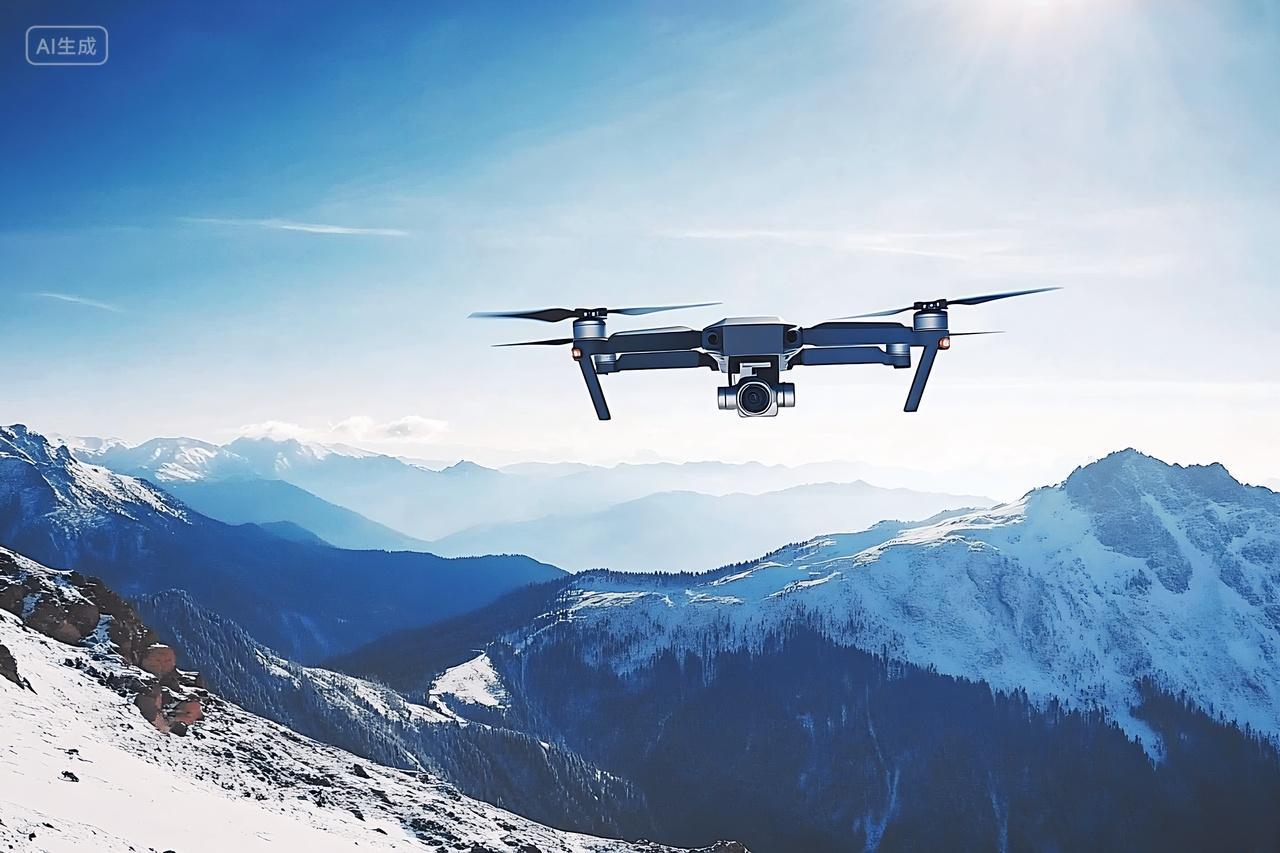 无人机实景拍摄雪山航拍风景