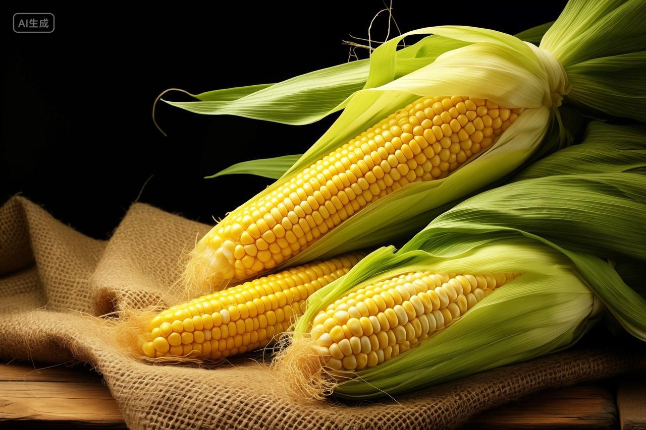 桌面上美味的玉米棒