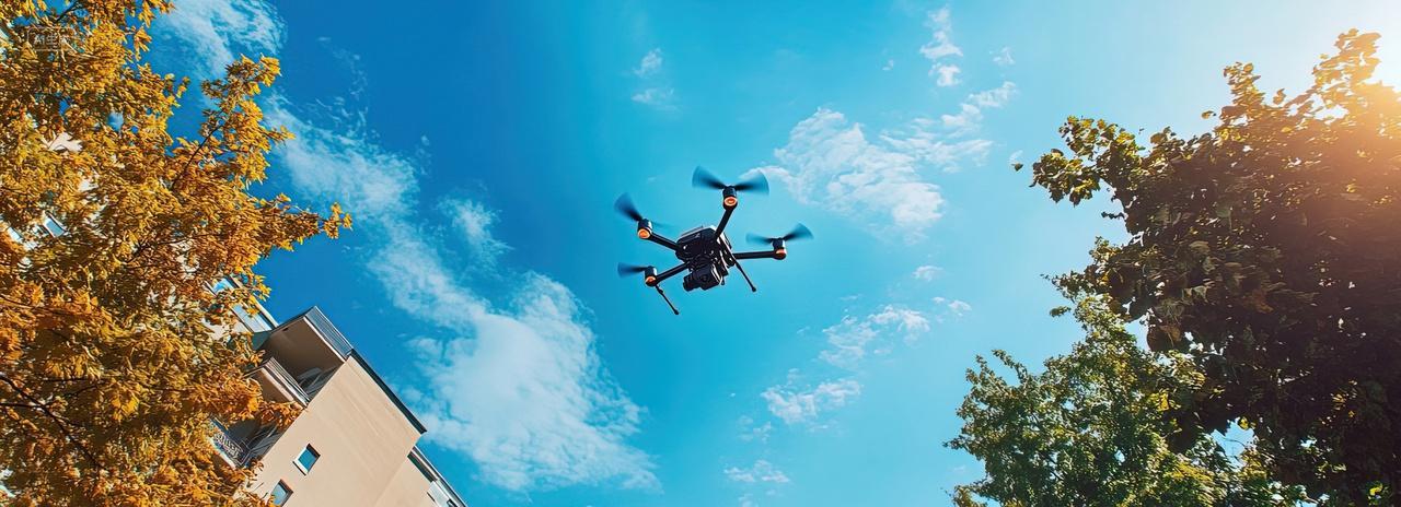 无人机在蓝天下