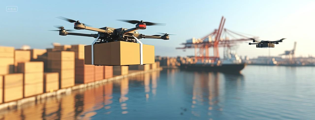 无人机在码头托运货物