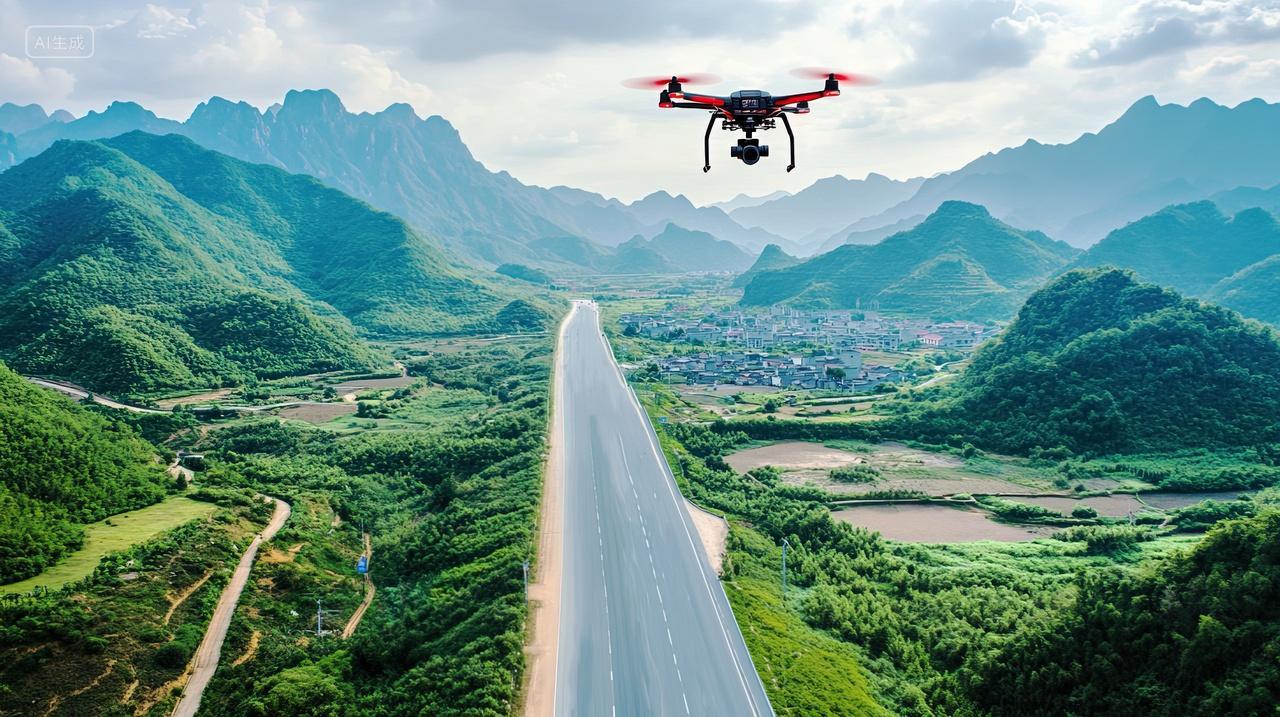 无人机飞过田野