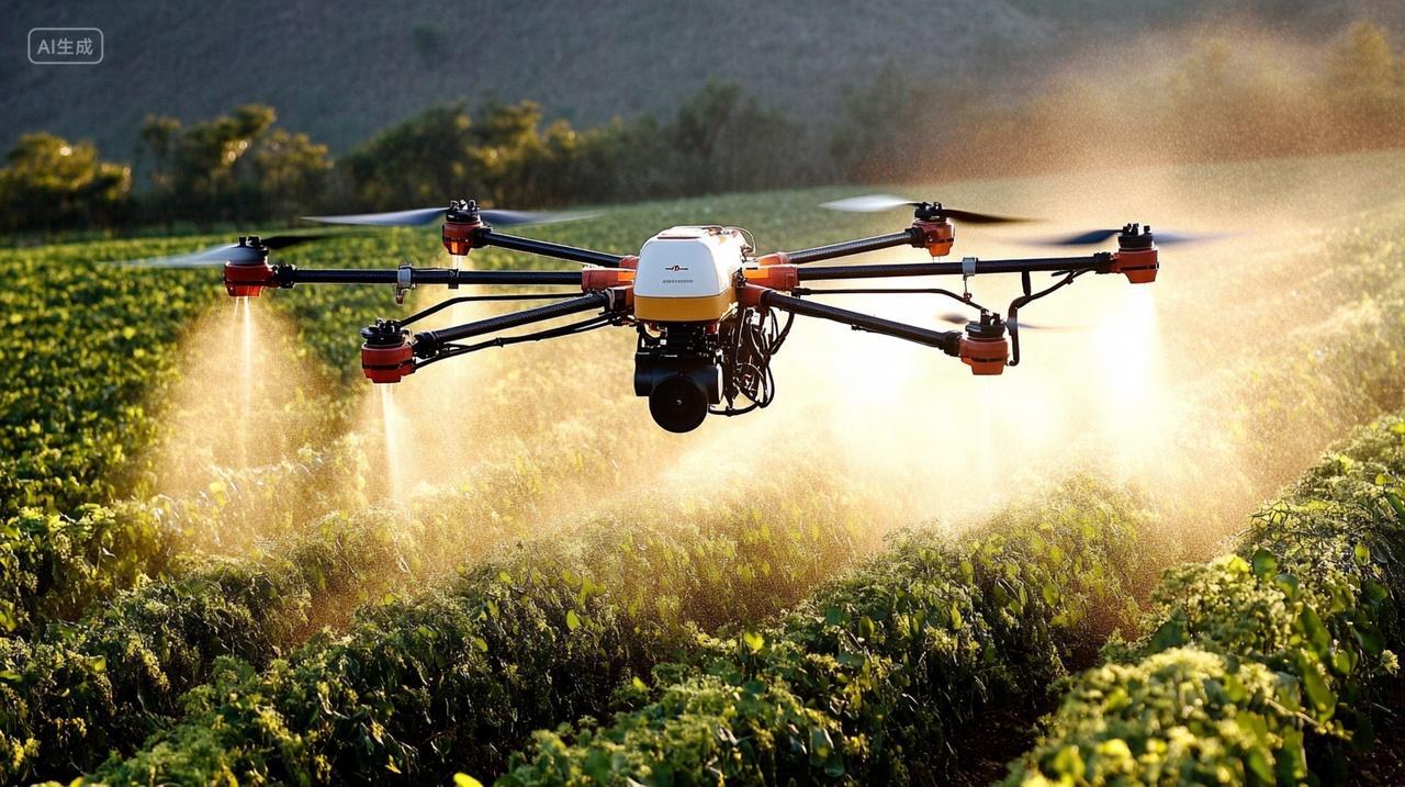 无人机喷洒农药灌溉农田