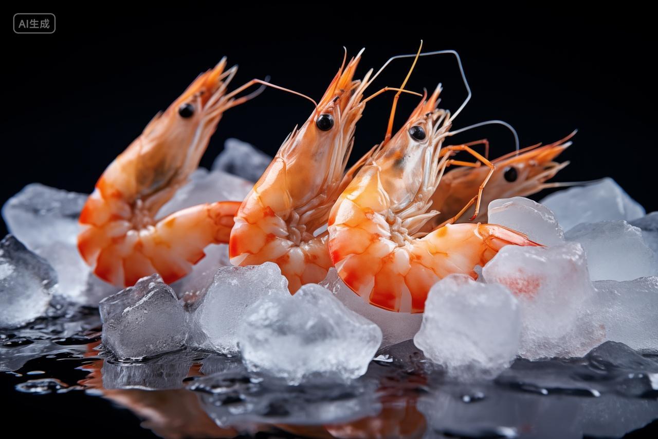 鲜活美味的冰镇大虾海鲜