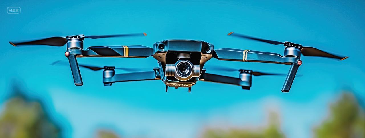 一架无人机在蓝天下拍摄