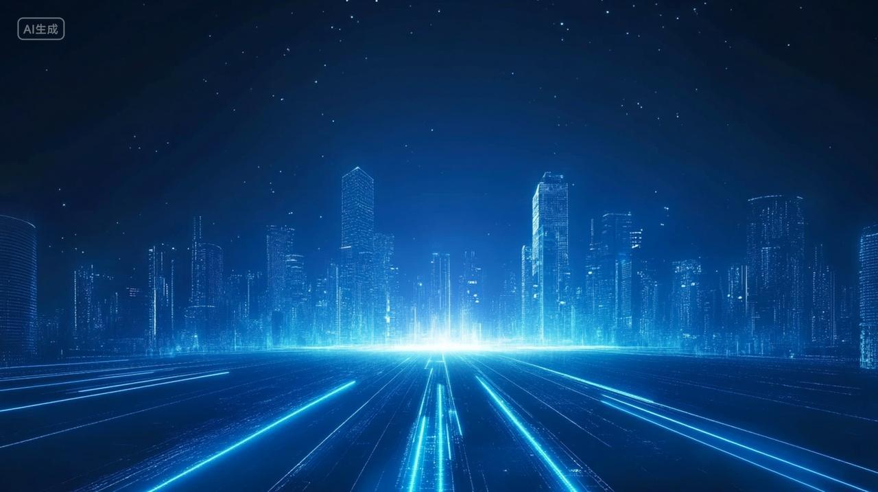 蓝色虚拟科技城市幻影道路传输