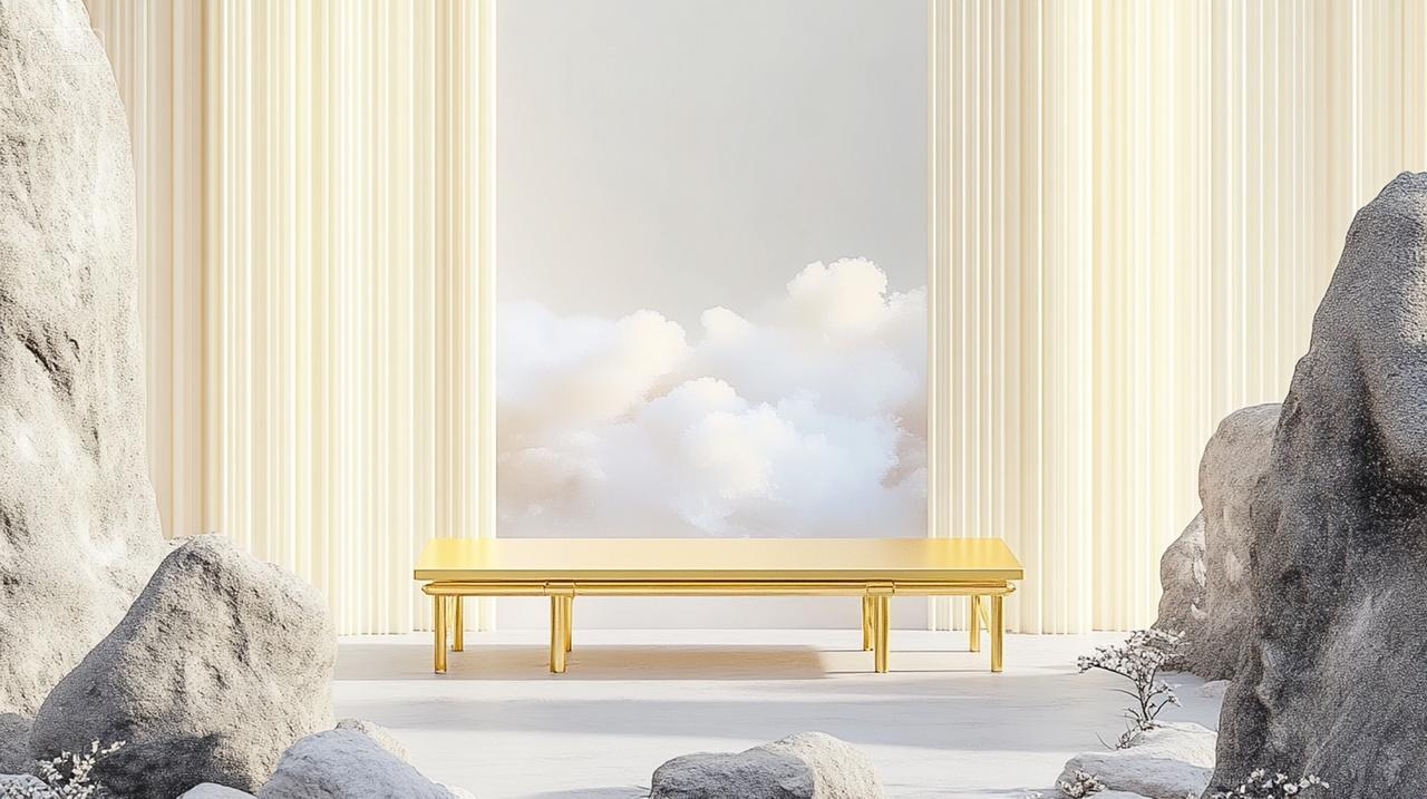 三维渲染假山石头电商促销背景