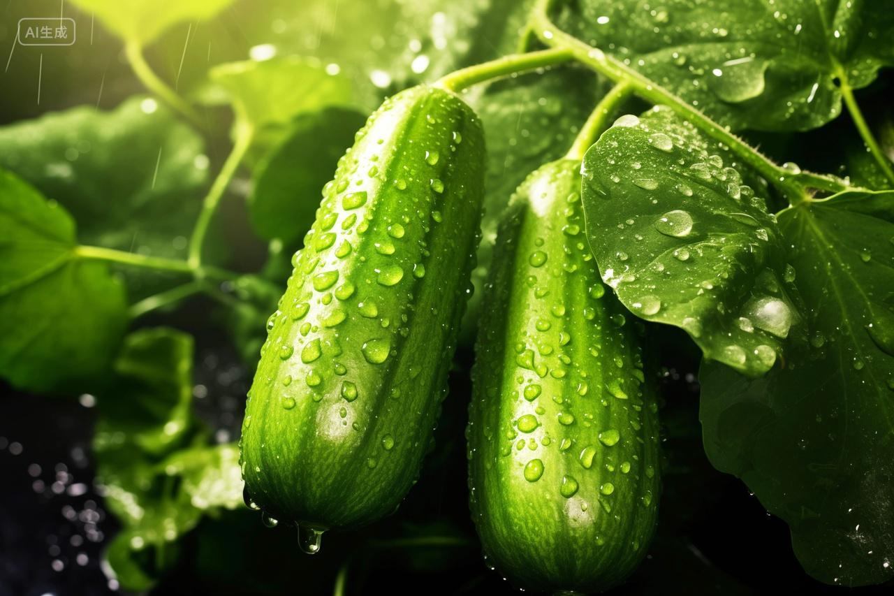 菜地里新鲜的有机水果黄瓜有机果蔬