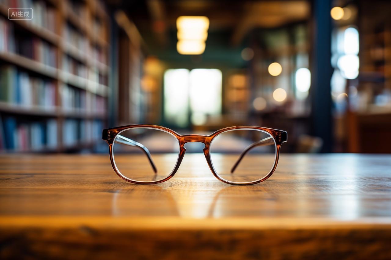 书房背景里的一副老花眼镜图书馆背景