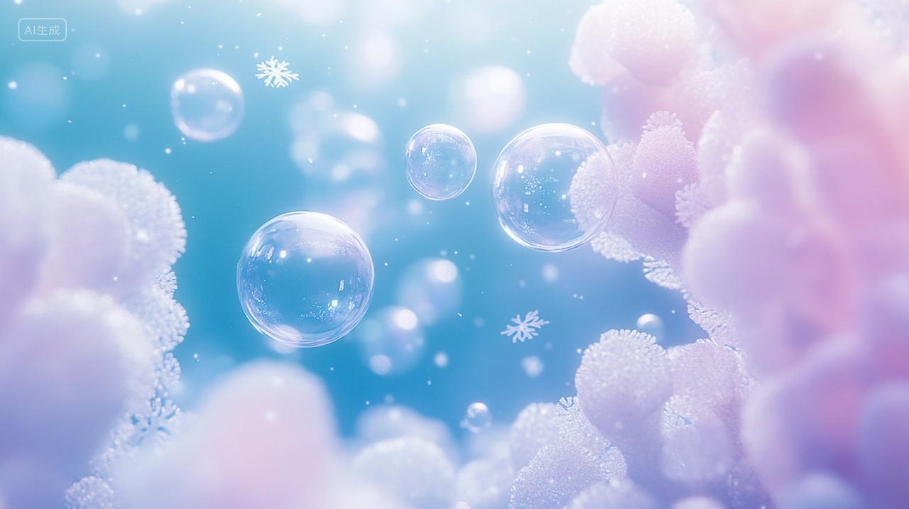 梦幻气泡雪花唯美背景