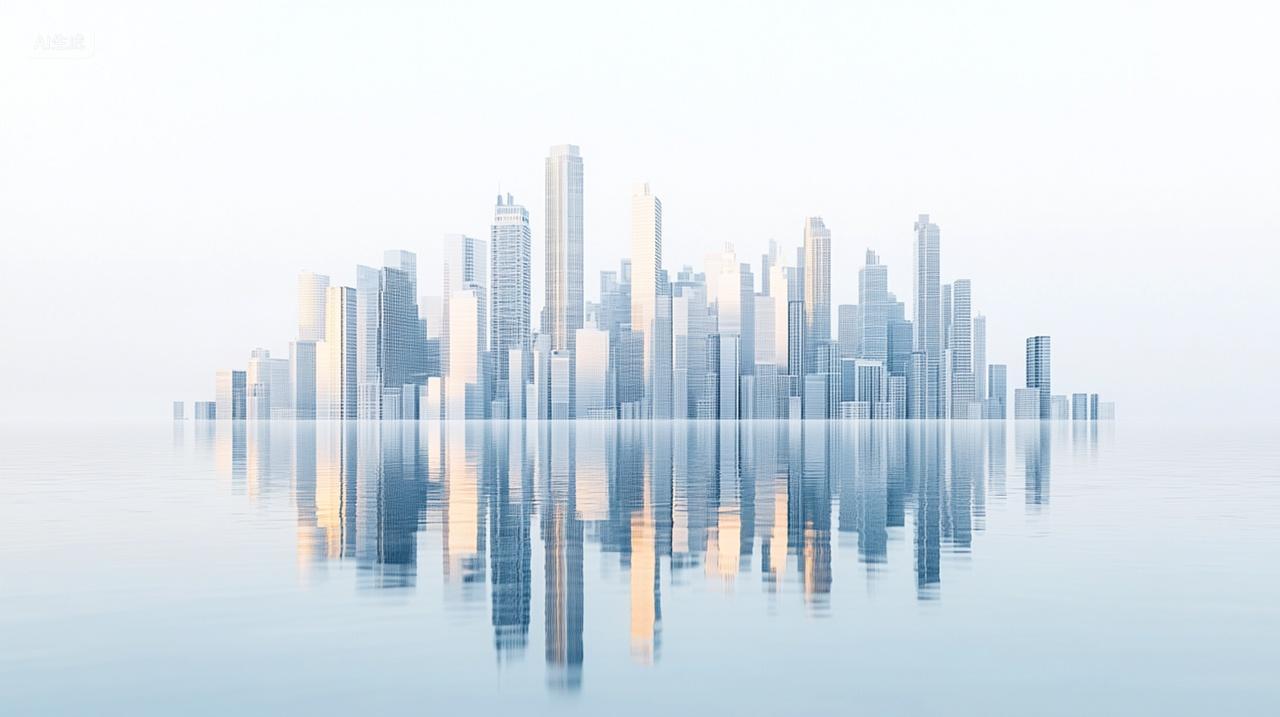 具有科技感城市景观的摩天大楼