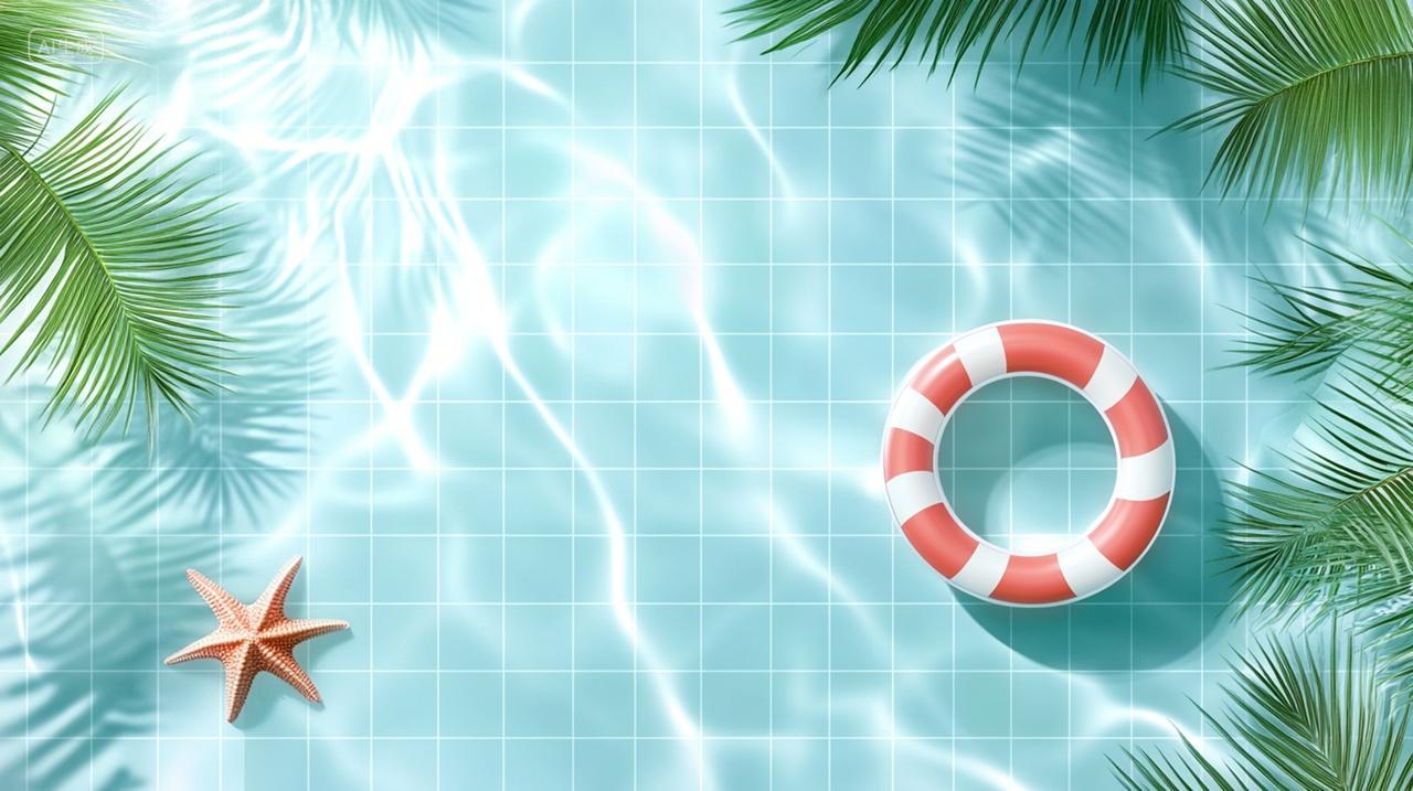 夏日小清新水池游泳圈海星背景