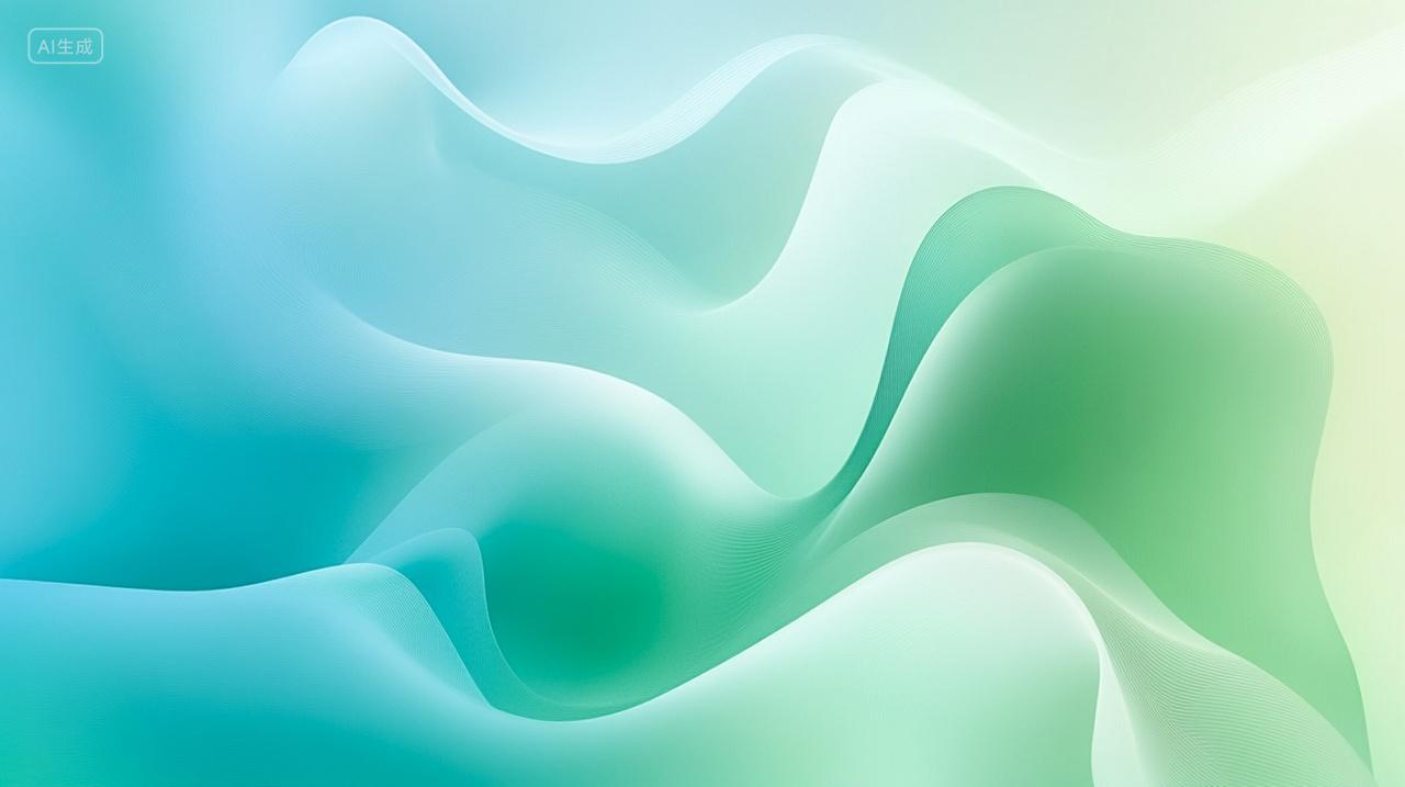 蓝绿色波纹线条简约背景
