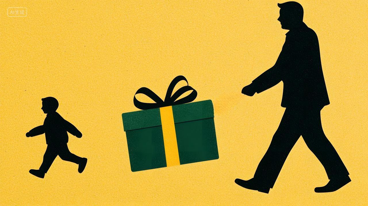 父子分享特殊礼物时刻