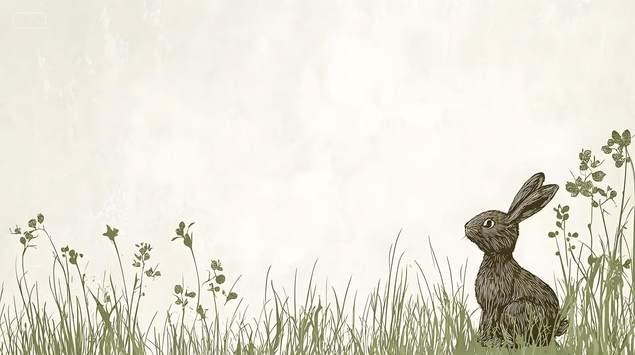 宁静草地上有一只异想天开兔子