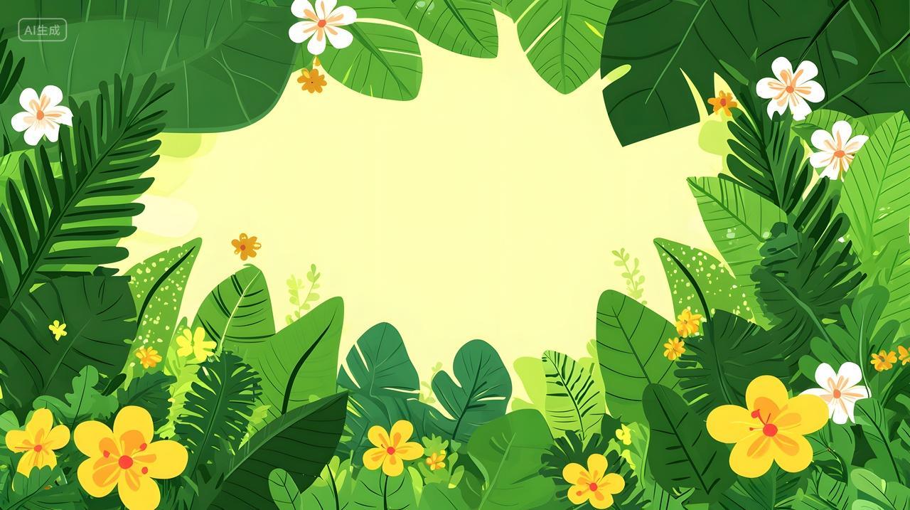 充满活力热带植物鲜花和阳光