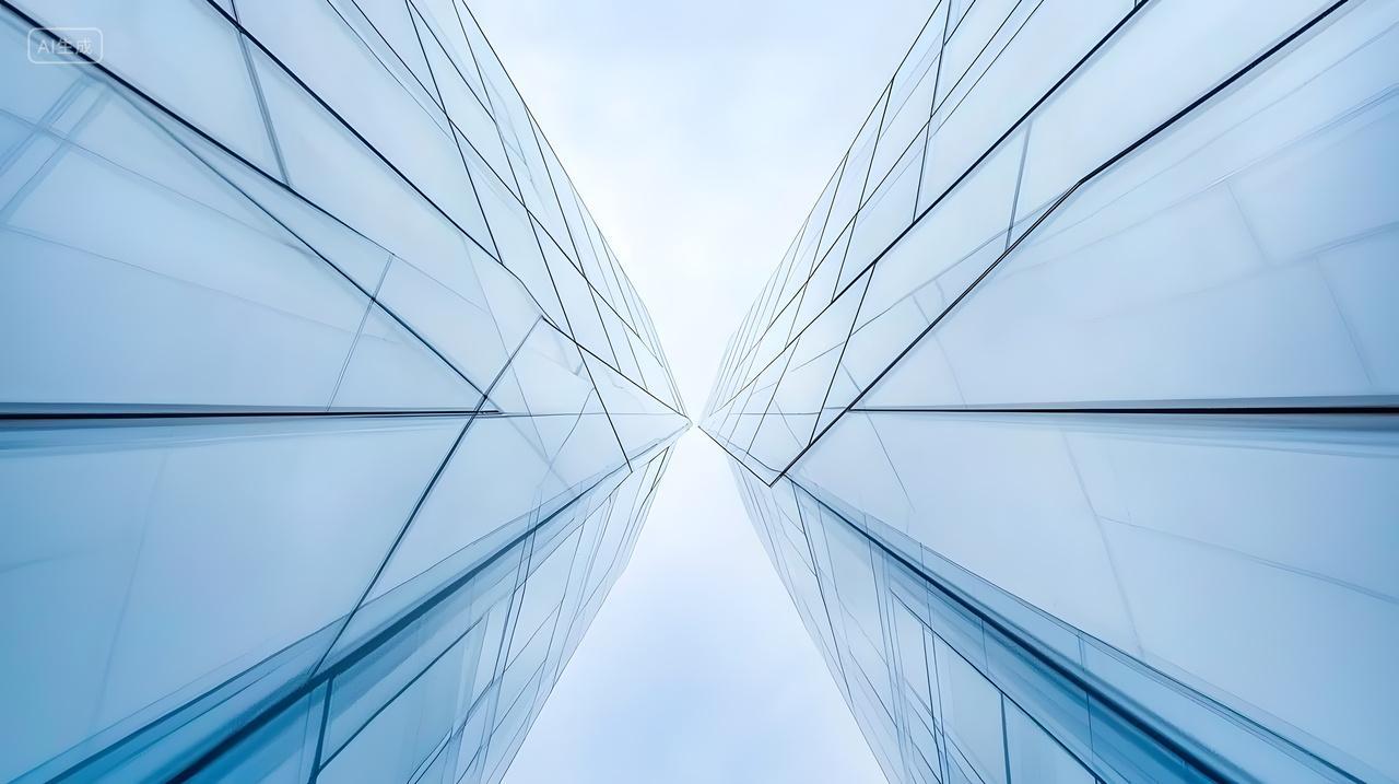 玻璃摩天大楼直冲云霄抽象景观