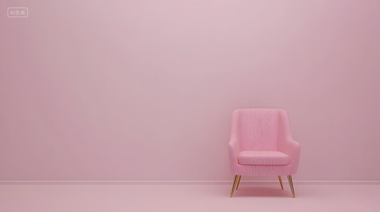 简约环境中柔和粉色扶手椅