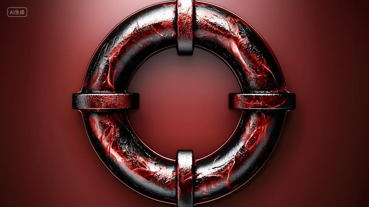 深色背景中红色和黑色救生圈