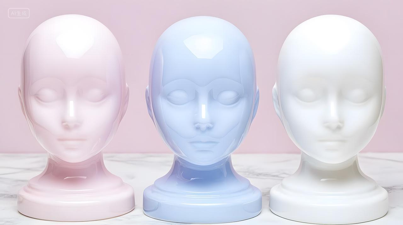 三个艺术模特头颜色柔和