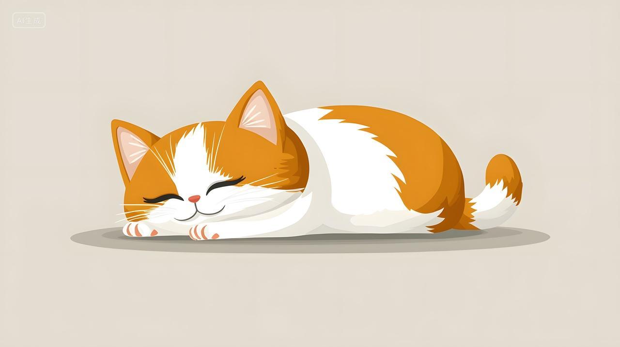 可爱橙色和白喵猫咪安静地睡觉