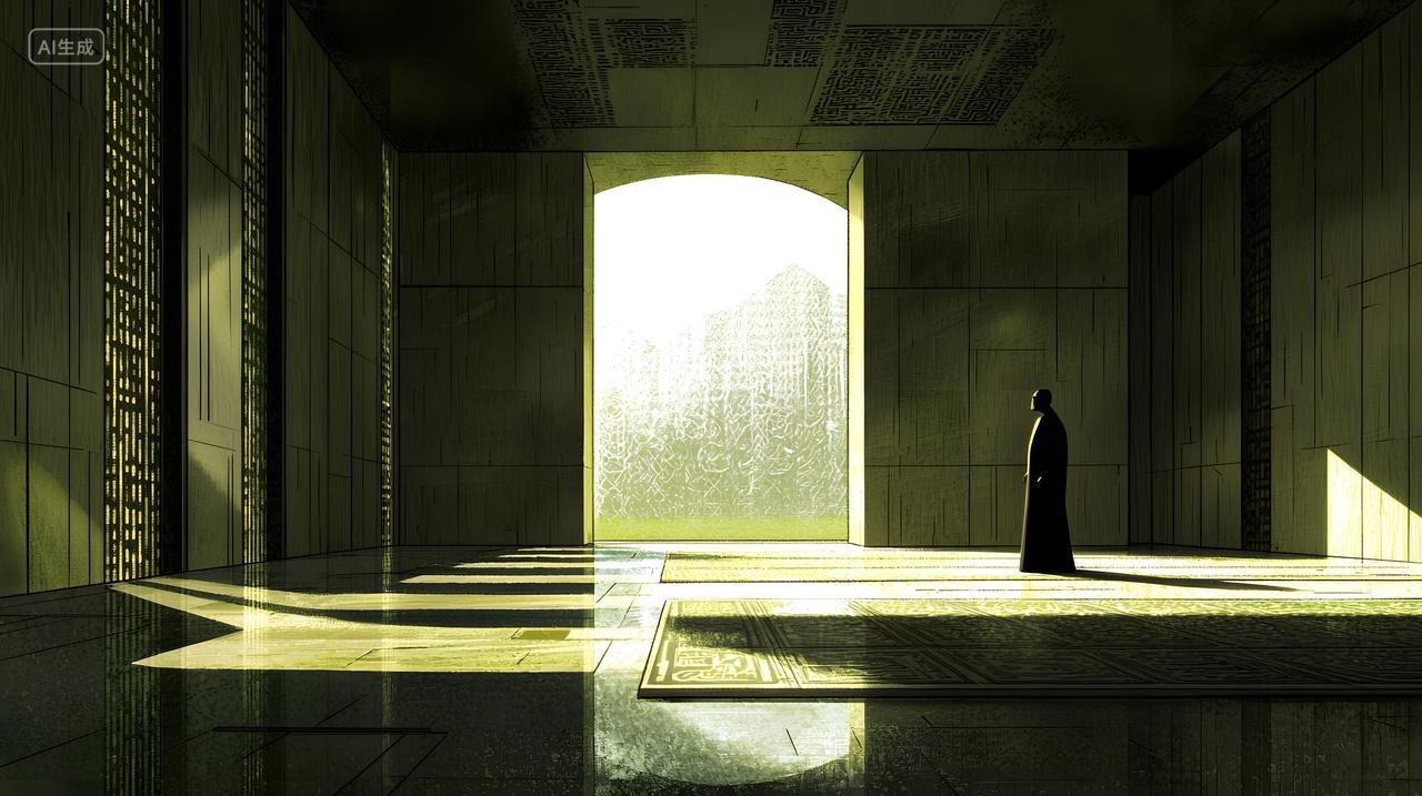 灯光空间中神秘人物