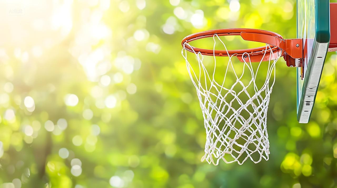 鲜绿色背景下篮球架