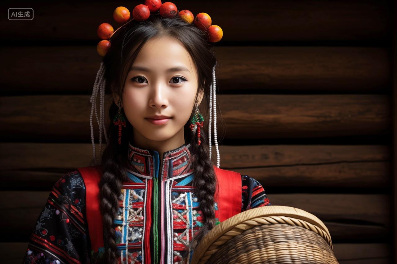 传统服饰美丽的苗族少女写真图