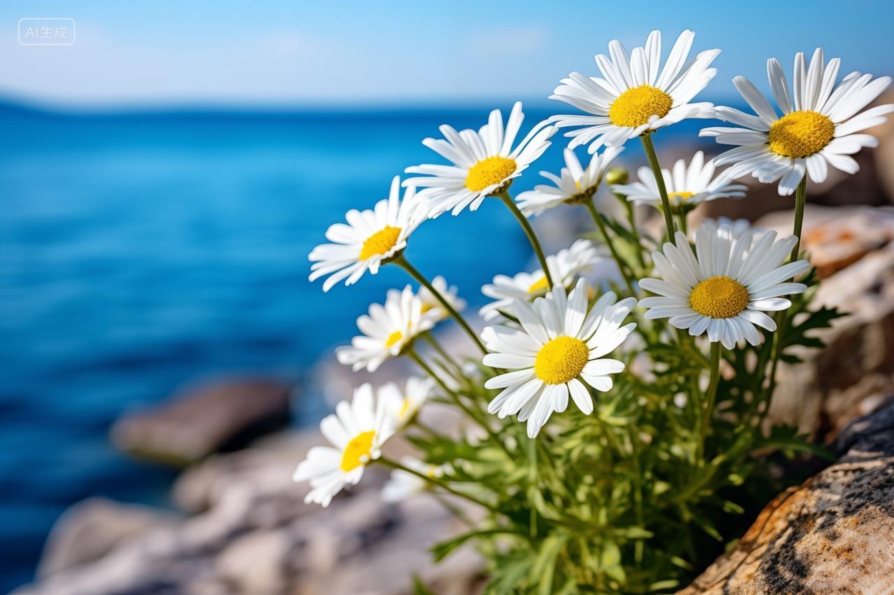 清新夏日海边雏菊立夏夏至