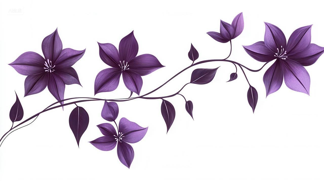 浪漫紫色花卉装饰图案