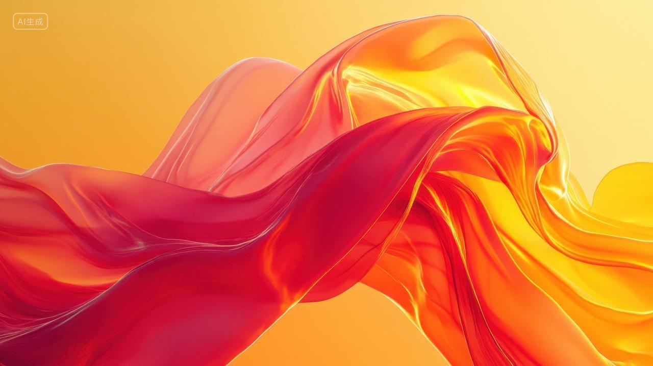 飘逸的红黄渐变丝绸布料