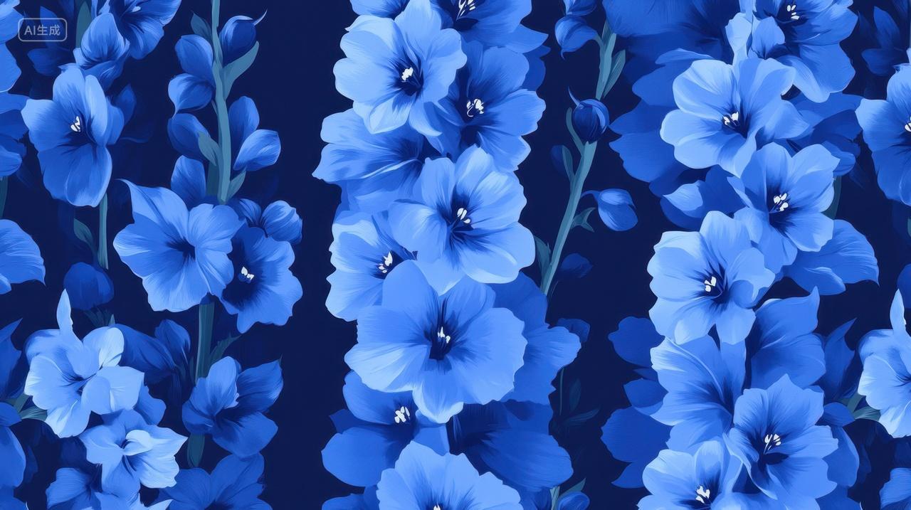 蓝色紫罗兰花卉图案