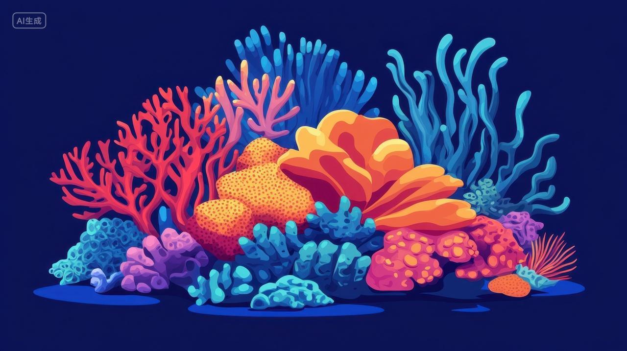 五彩斑斓的珊瑚礁插画
