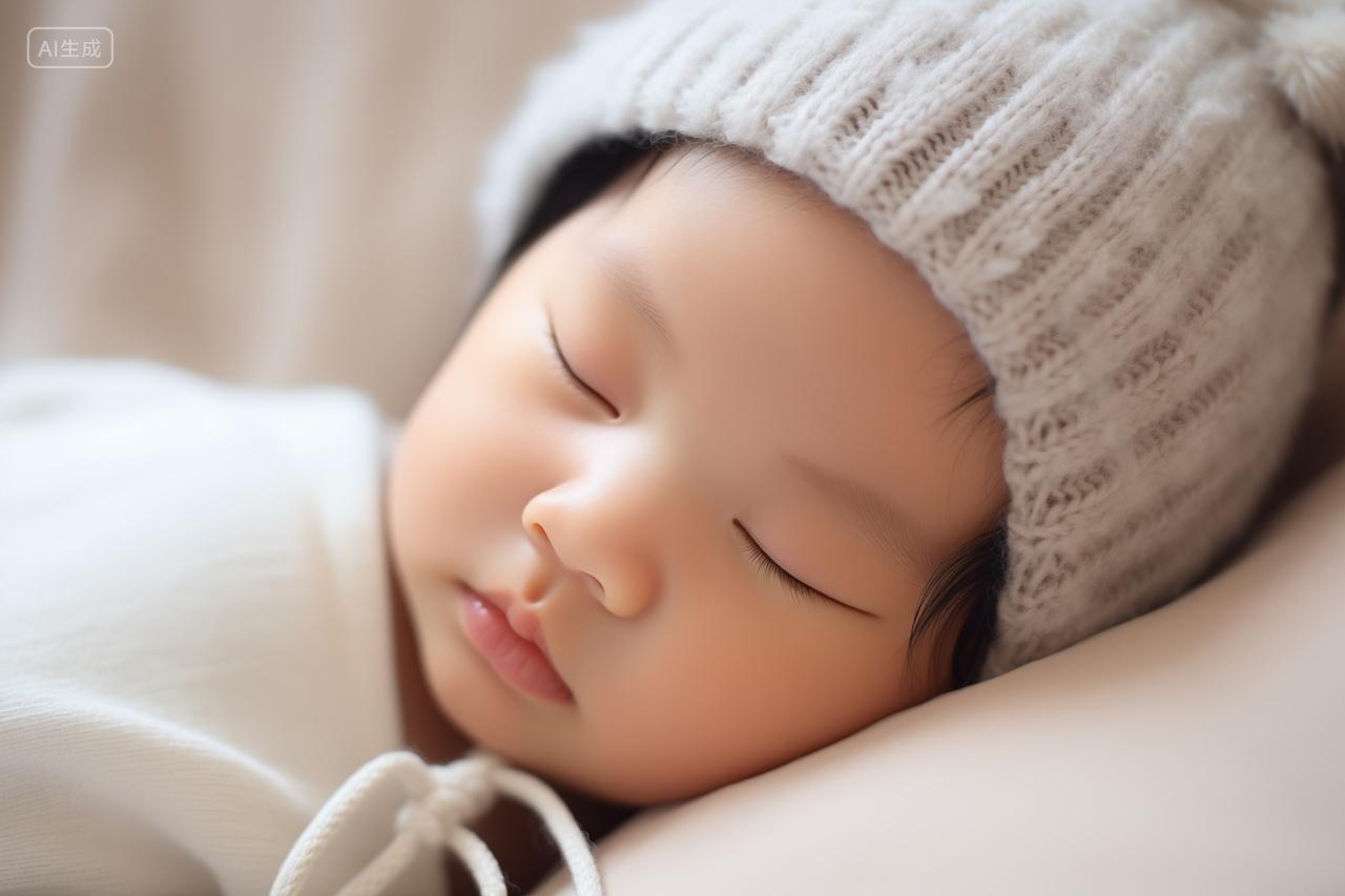 纯真新生儿宝宝幸福睡觉居家生活