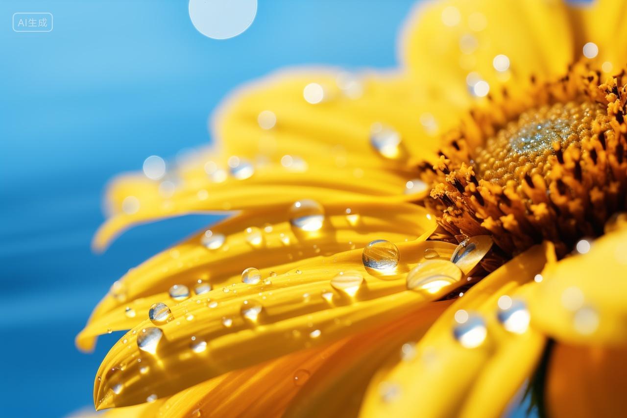 清晨的露珠阳光下的花瓣雨水立春惊蛰