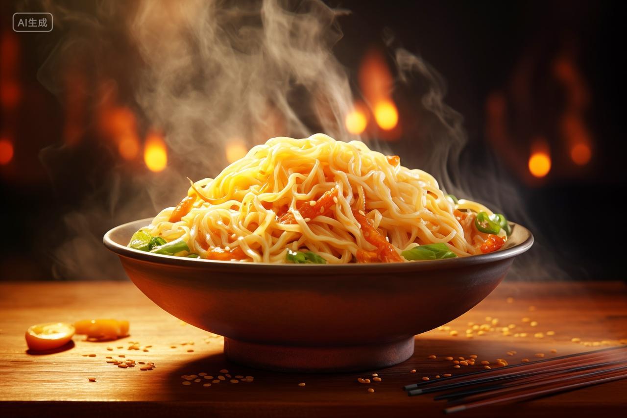 热气腾腾的美味炒面美食食物餐饮美食