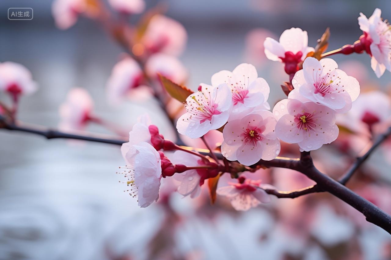 春天花朵粉色的花瓣雨水立春惊蛰
