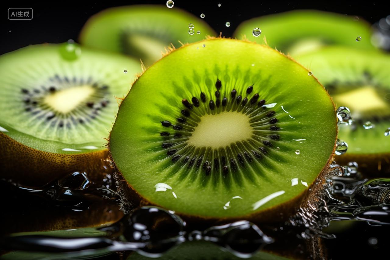 新鲜水滴奇异果切片水果特写餐饮美食