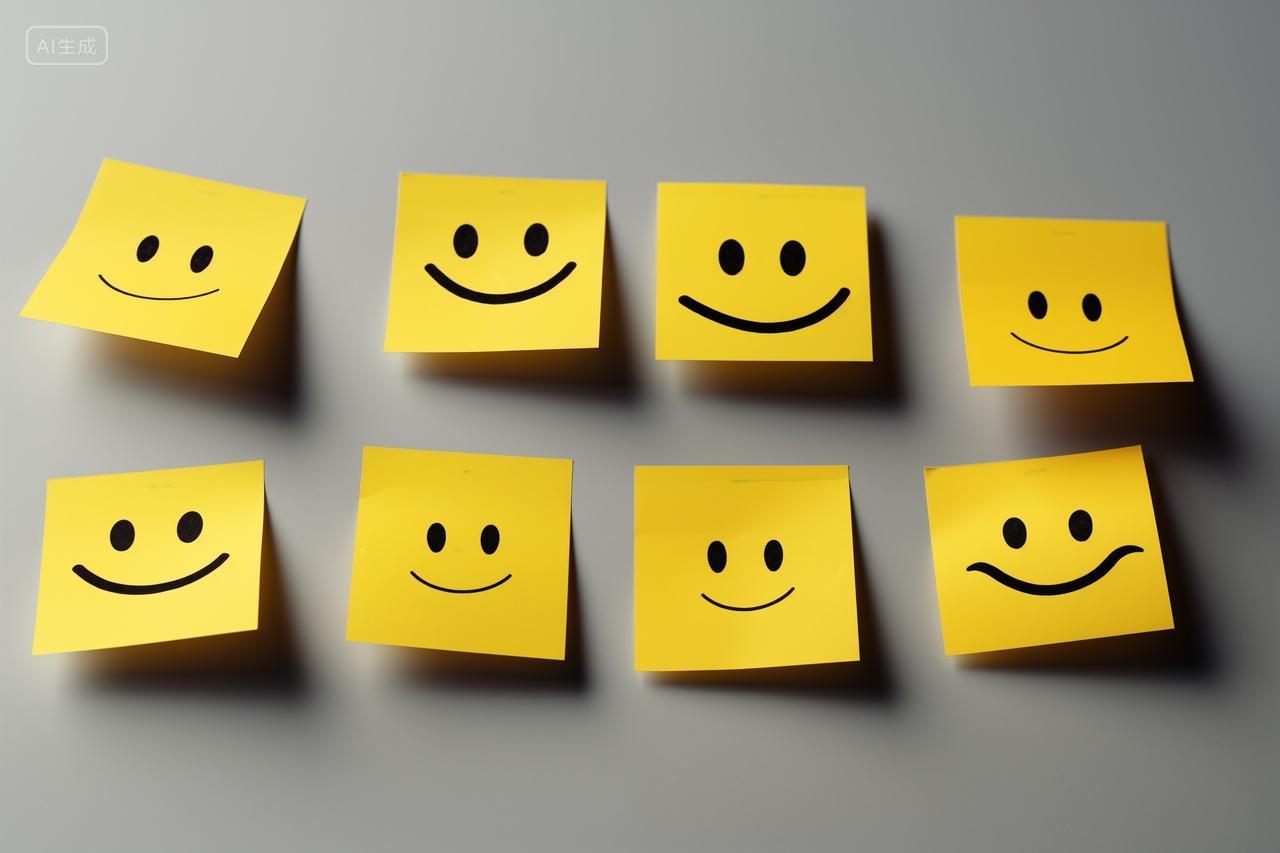 黄色便利贴上的微笑表情创意设计