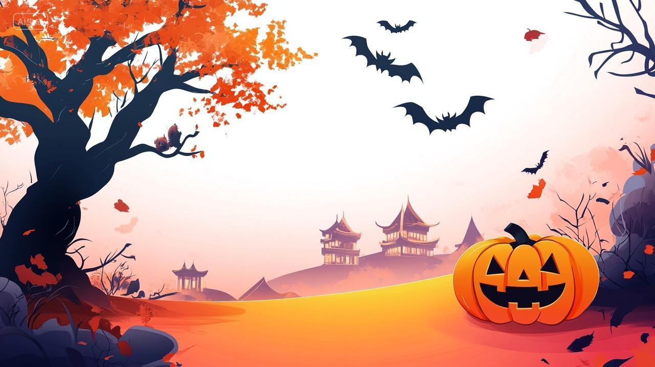 万圣节橙色插画背景