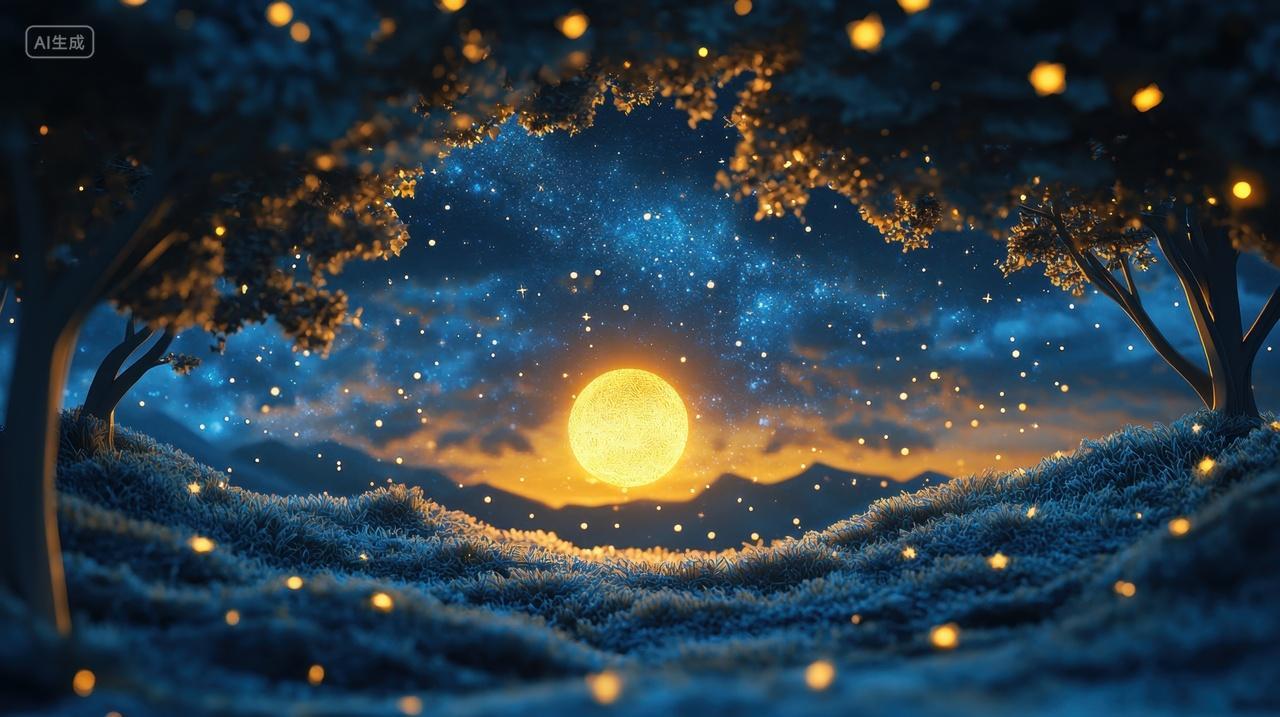 梦幻星空下的萤火虫之夜