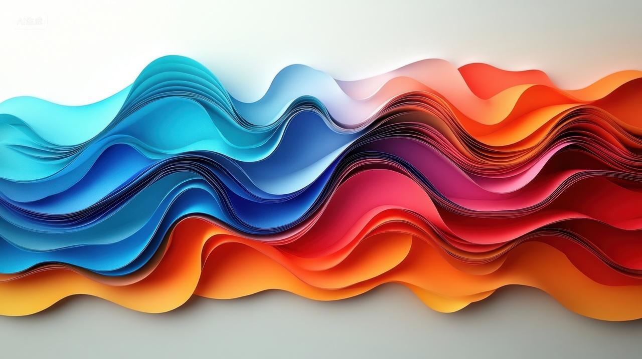 彩色纸张波浪抽象艺术