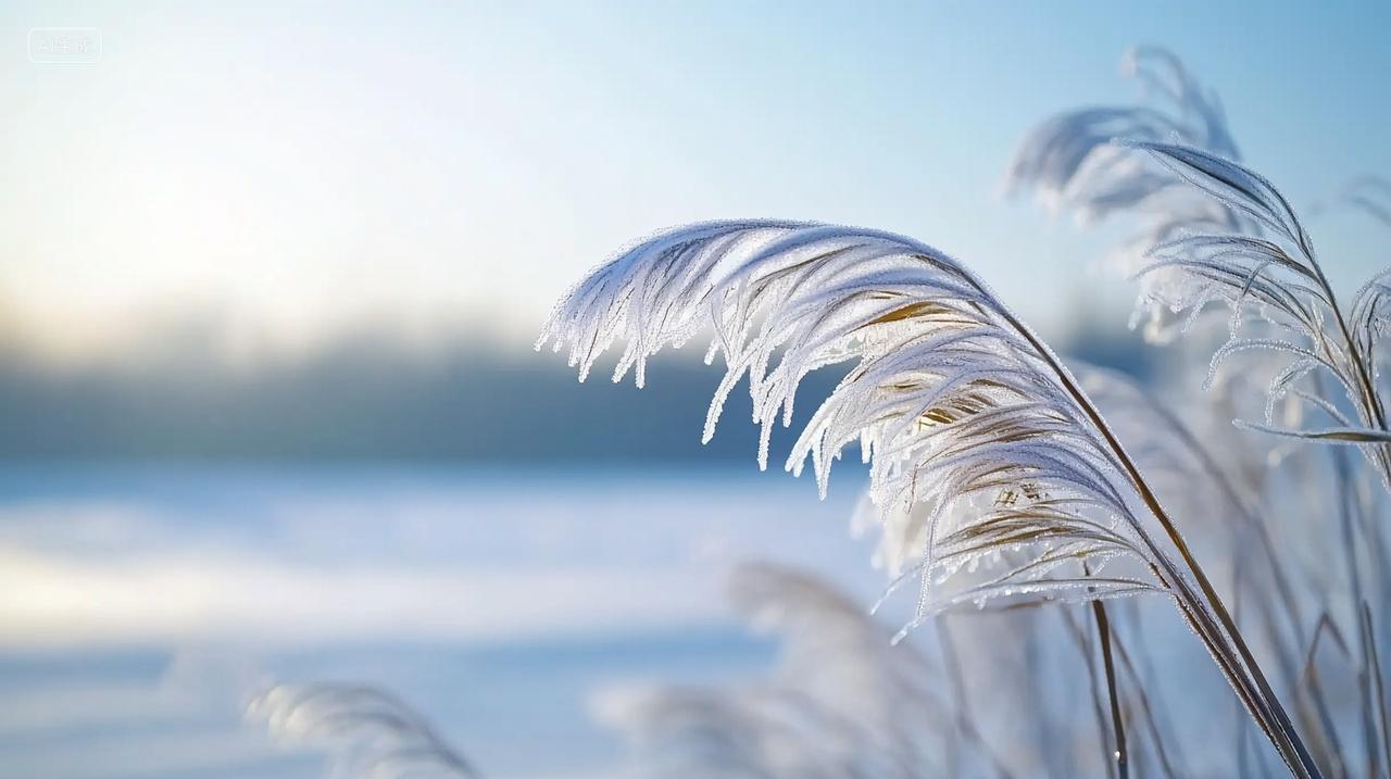 霜降白霜芦苇丛背景素材